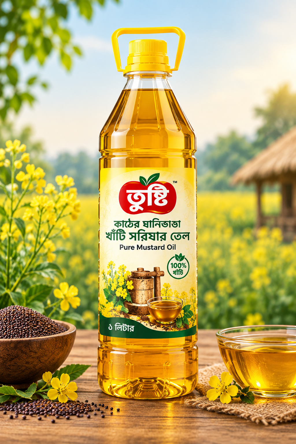 'তুষ্টি' কাঠের ঘানিভাঙা সরিষার তেল - ১ লিটার